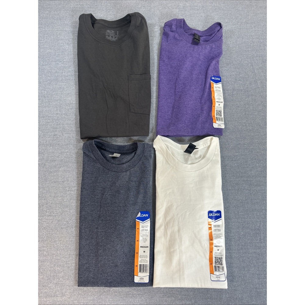 Lot Of 4 Medium Plain T Shirts Gildan & Fruit Of The Loom